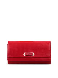 ESBEDA Women Red Textured Envelope Wallet