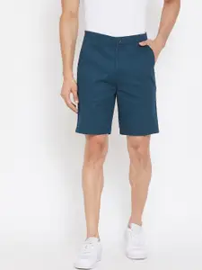 Hypernation Men Teal Solid Regular Fit Chino Shorts
