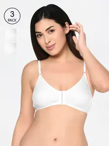 Bodycare Pack Of 3 White Solid Non-Wired Non Padded Everyday Bras 1568W-3PCS