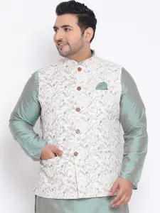 KISAH PLUS KISAH Men Kantha Printed Regular Fit Nehru Jacket