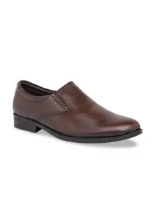 Regal Men Brown Solid Leather Formal Slip-Ons