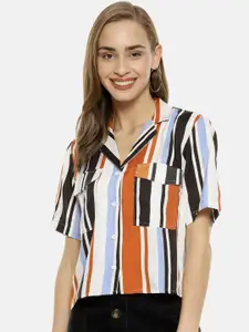 Campus Sutra Women Multicoloured Regular Fit Striped Casual Shirt