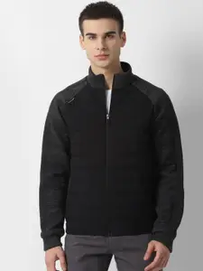 Louis Philippe Sport Men Black & Charcoal Grey Colourblocked Puffer Jacket