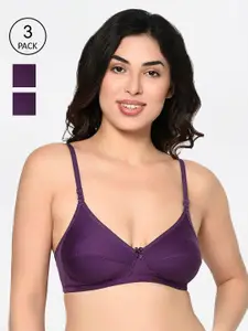 Bodycare Pack Of 3 Solid Non-Wired Non Padded Everyday Bra 1567DPU