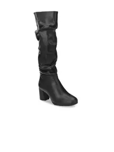 Delize Women Black Solid High-Top Heeled Boots