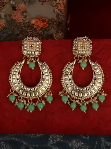 ANIKAS CREATION Sea Green & Gold-Plated Classic Chandbalis