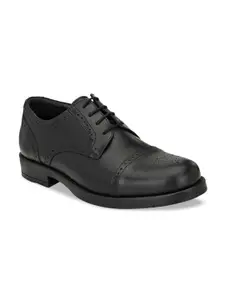 CARLO ROMANO Men Black Solid Leather Formal Brogues