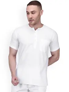 RAJUBHAI HARGOVINDAS Men White Solid Straight Kurta