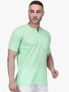 RAJUBHAI HARGOVINDAS Men Green Solid Straight Kurta