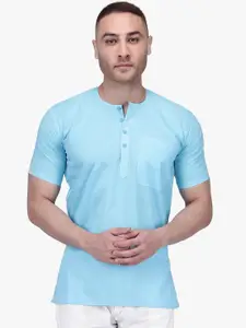 RAJUBHAI HARGOVINDAS Men Blue Solid Straight Kurta