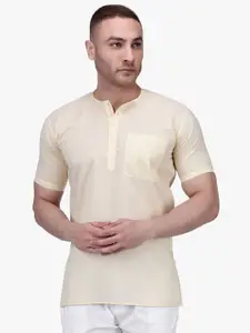 RAJUBHAI HARGOVINDAS Men Cream-Coloured Solid Straight Kurta