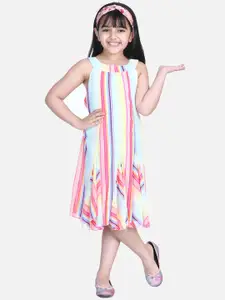 StyleStone Girls Multicoloured Striped A-Line Dress