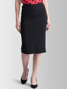 FableStreet Black Knitted Pencil Skirt