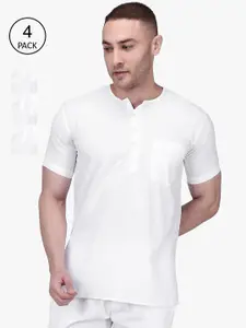 RAJUBHAI HARGOVINDAS Men Pack of 4 White Short Kurtas