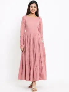 Indian Virasat Women Rose Solid Maxi Dress
