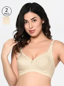 Bodycare Pack Of 2 Beige Solid Non-Wired Non Padded Everyday Bras 6592S-3PCS