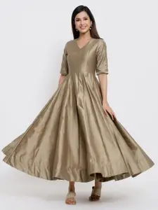 Indian Virasat Women Gold-Toned Solid Maxi Dress