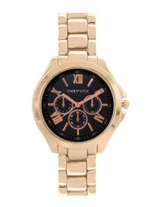 JOKER & WITCH Women Black & Rose Gold-Toned Analogue Watch AMWW437