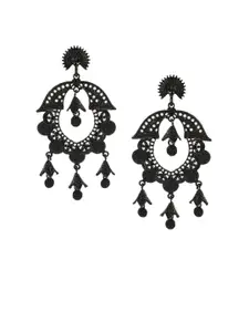 ANIKAS CREATION Black Contemporary Drop Earrings