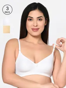 Bodycare Pack Of 3 Solid Non-Wired Non Padded Everyday Bras 6504WSW-3PCS