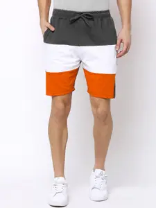 Maniac Men Grey Colourblocked Slim Fit Cotton Regular Shorts