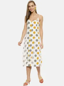 Campus Sutra Women White Printed A-Line Dress