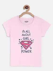 Kids Ville Supergirl Girls Pink Printed T-shirt