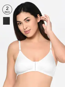 Bodycare Pack Of 2 Black & White Solid Non-Wired Non Padded Everyday Bra 1568WBW
