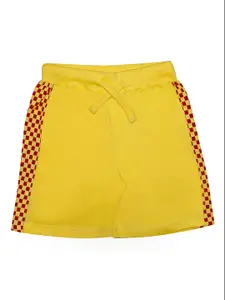 KiddoPanti Boys Yellow Solid Cotton Regular Shorts
