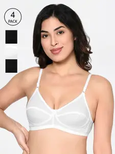 Bodycare Pack Of 4 Solid Non-Wired Non Padded Everyday Bras 1552WWBB