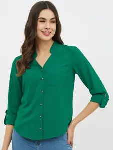 Harpa Women Green Solid Shirt Style Top