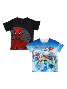 Marvel by Wear Your Mind Boys Black Spiderman Printed Round Neck T-shirt