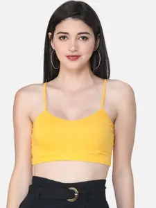 SCORPIUS Women Yellow Solid Fitted Top
