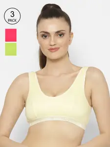 Floret Pack Of 3 Solid Non-Wired Non Padded Workout Bras Florida
