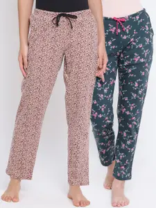 Kanvin Women Pack of 2 Printed Cotton Lounge Pants