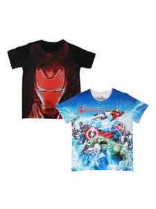 Marvel by Wear Your Mind Boys Pack Of 2 Avengers Printed Round Neck T-shirts