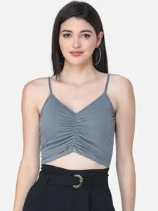 SCORPIUS Women Grey Solid Fitted Top