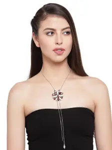 Shining Diva Fashion Silver-Plated Stone Studded Necklace