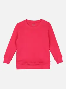 PROTEENS Girls Fuchsia Pink Solid Woolen Sweatshirt