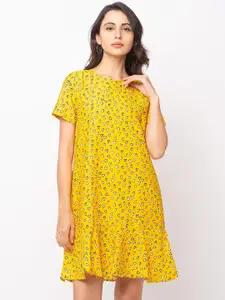 Globus Women Yellow Printed A-Line Dress