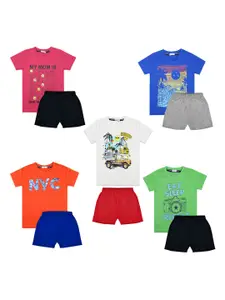 Luke & Lilly Boys Pack of 5 Printed T-shirt with Shorts