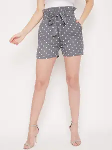 PANIT Women Grey Printed Loose Fit Regular Shorts