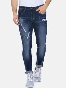 Campus Sutra Men Navy Blue Slim Fit Mid-Rise Low Distress Jeans