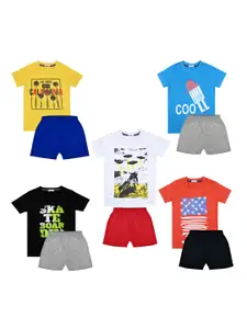 Luke & Lilly Boys Pack of 5  Printed T-shirt with Shorts