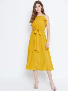 Berrylush Women Yellow Solid Fit and Flare Dress