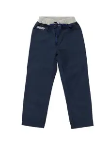 UNDER FOURTEEN ONLY Boys Navy Blue Solid Regular Trousers
