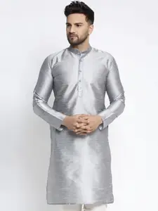 Jompers Men Silver-Toned Solid Pathani Kurta