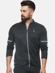 Campus Sutra Men Grey Printed Lightweight Sporty Jacket