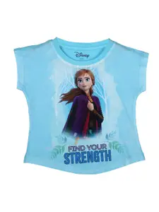 Frozen Girls Turquoise Blue & Brown Printed Top