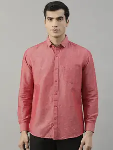 HARSAM Men Red Regular Fit Solid Casual Shirt